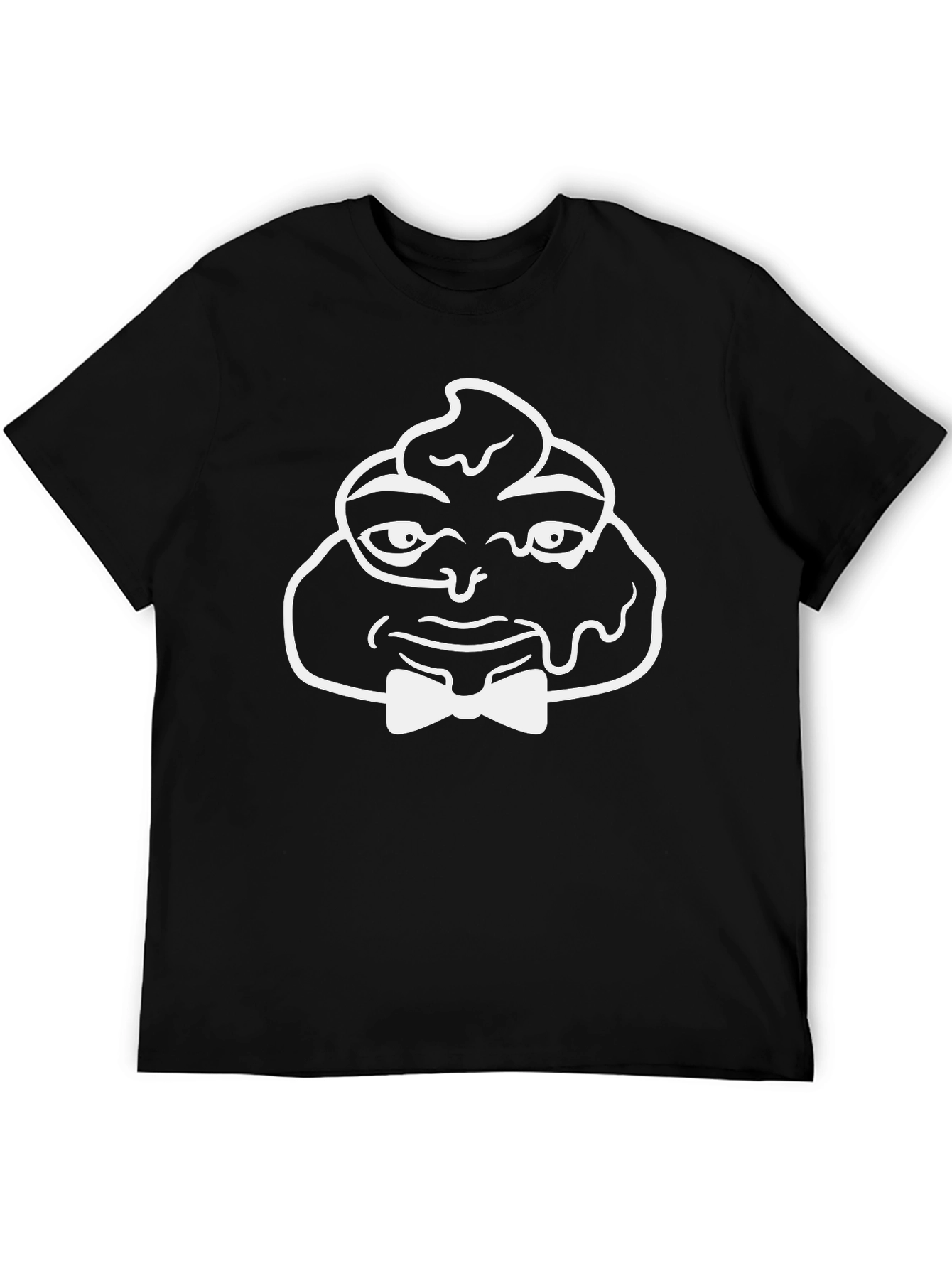Funny Poop Emoji Bowtie Black T-Shirt