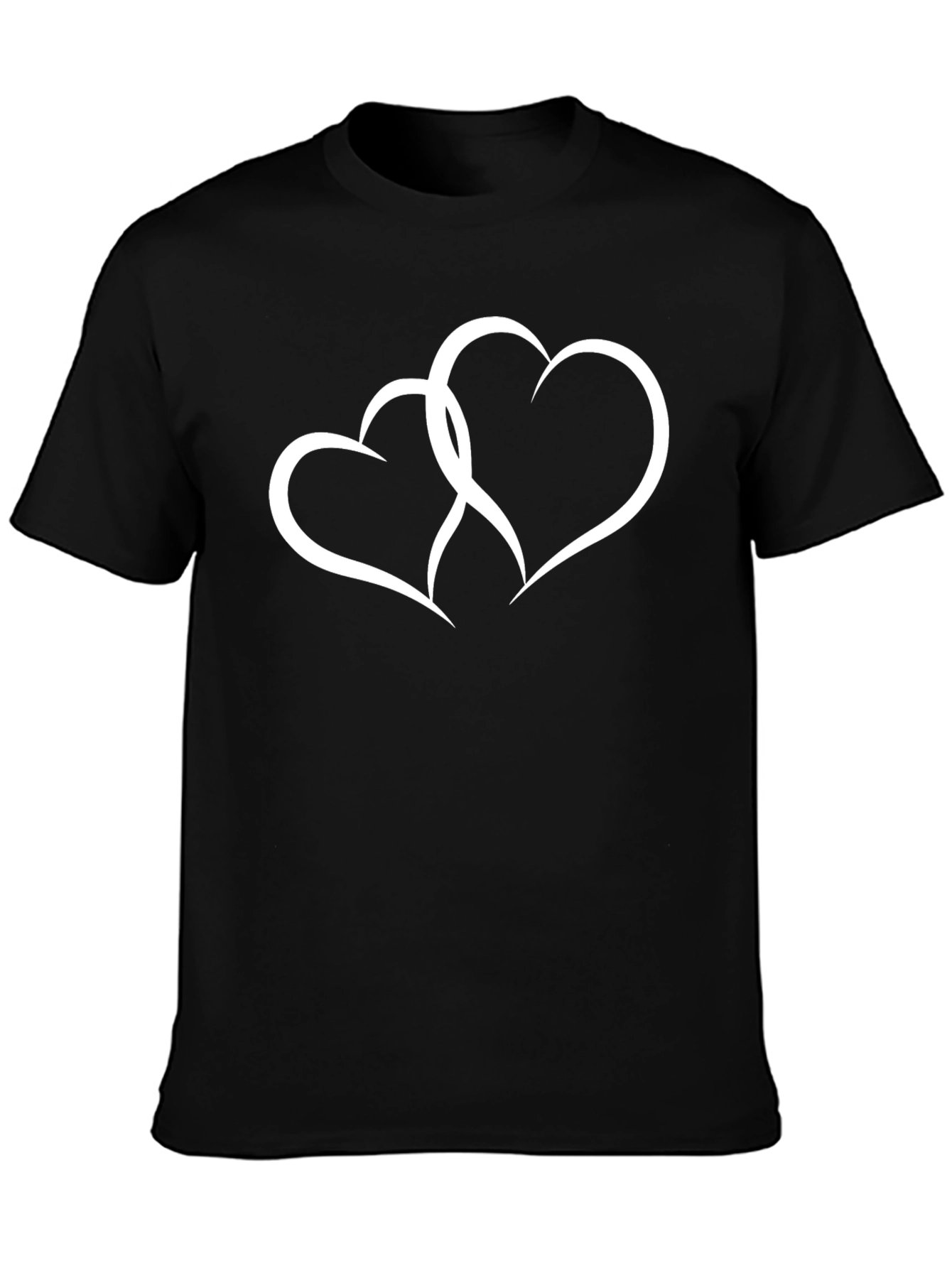Intertwined Hearts Black T-Shirt - Love & Connection