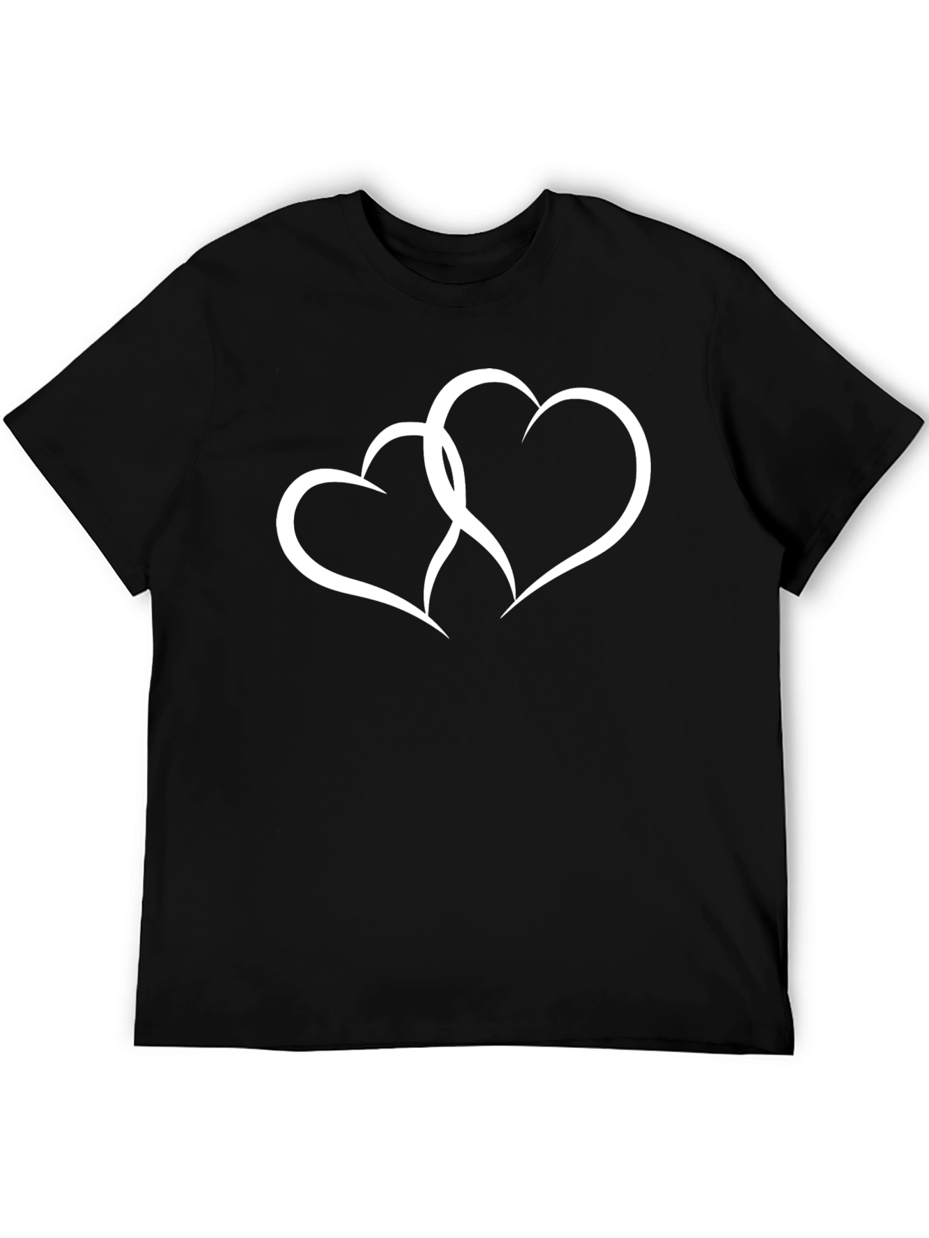 Intertwined Hearts Black T-Shirt - Love & Connection