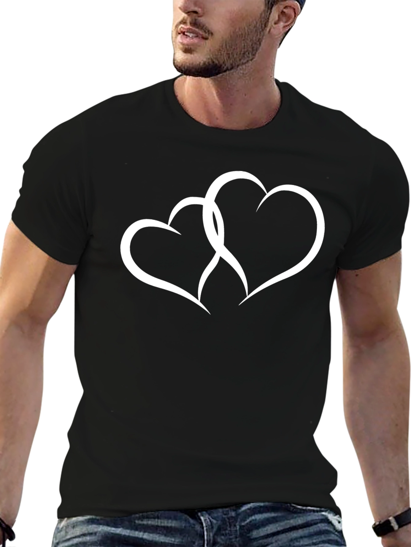 Intertwined Hearts Black T-Shirt - Love & Connection