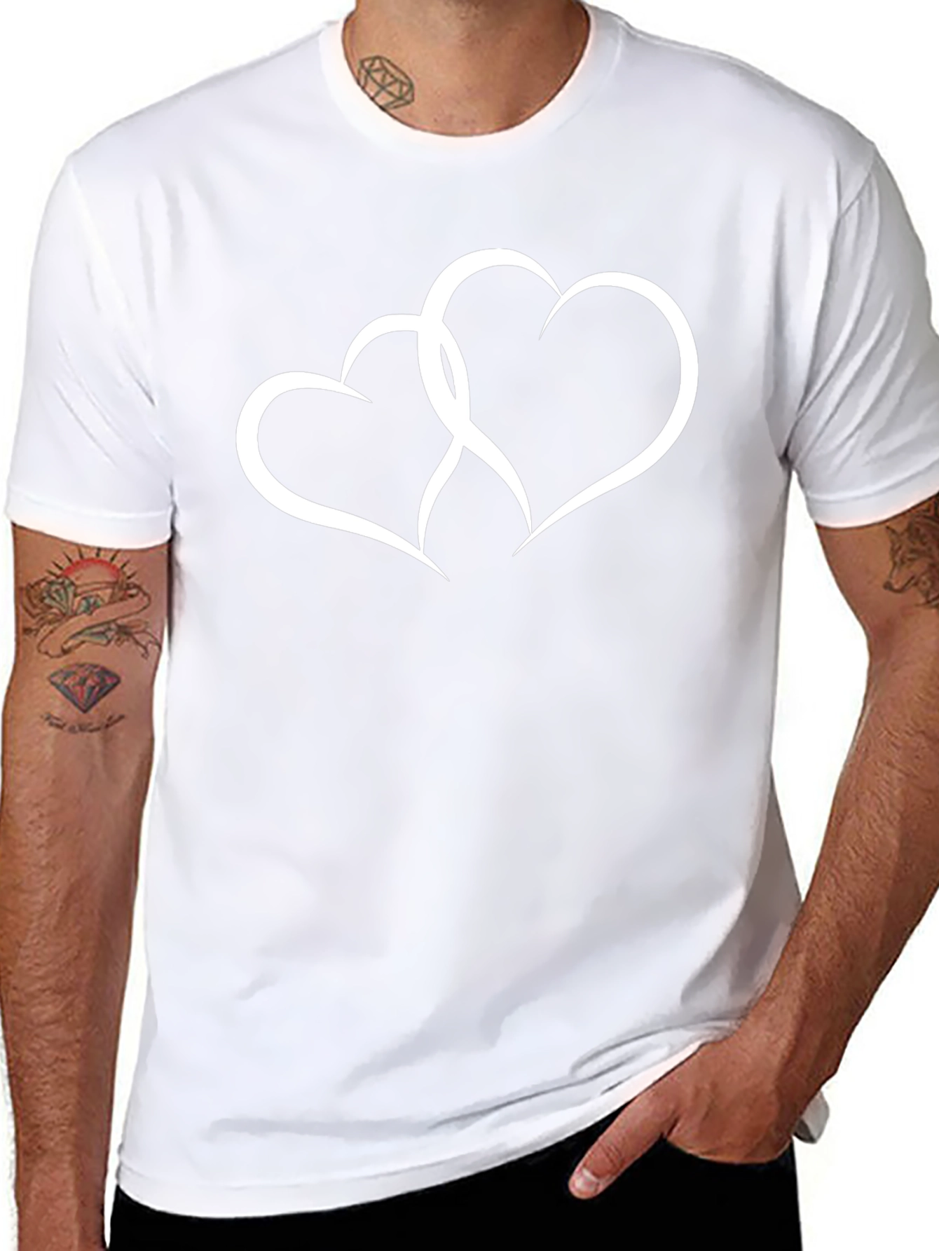 Intertwined Hearts Black T-Shirt - Love & Connection
