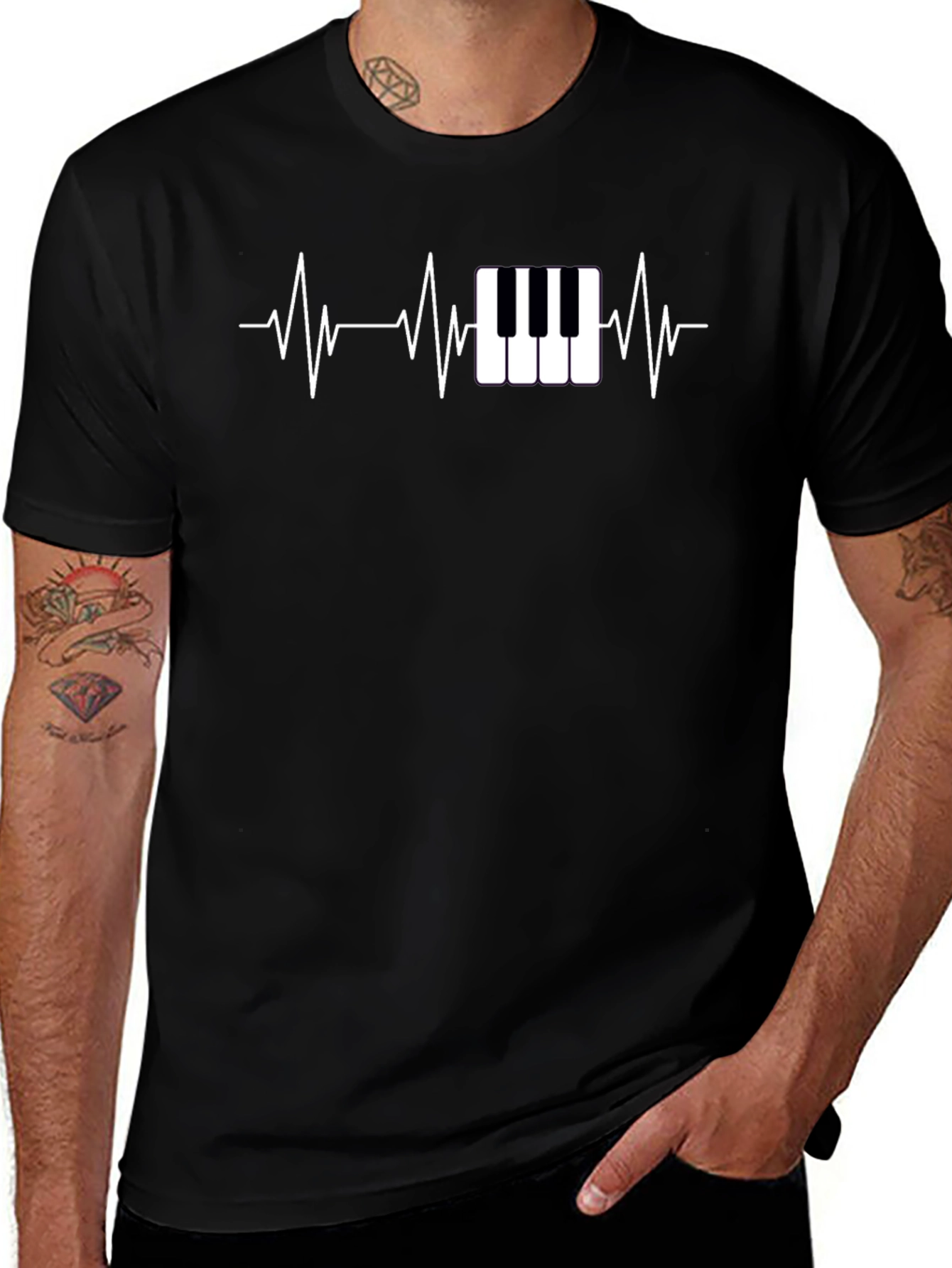 Piano Heartbeat Black T-Shirt