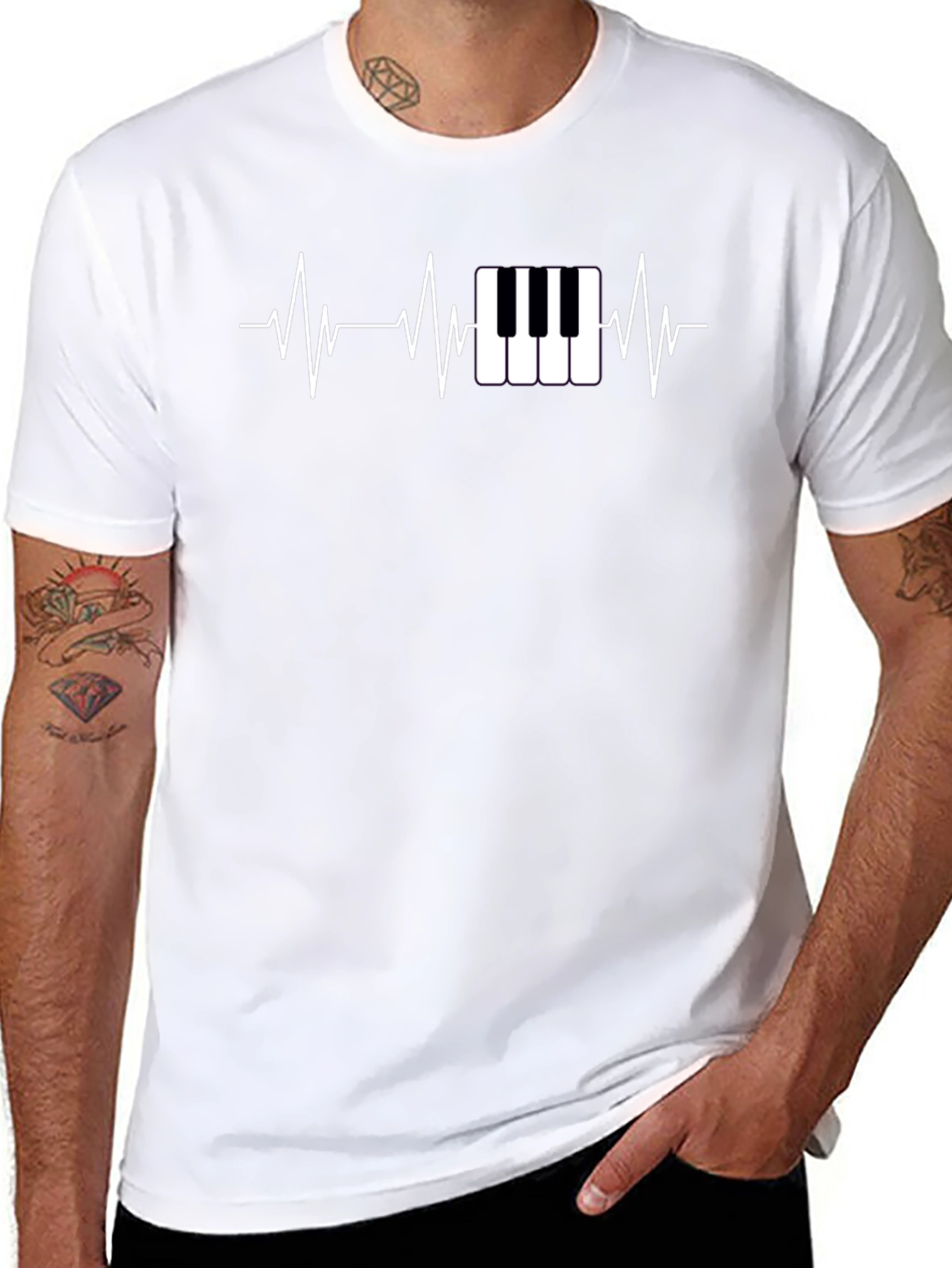 Piano Heartbeat Black T-Shirt