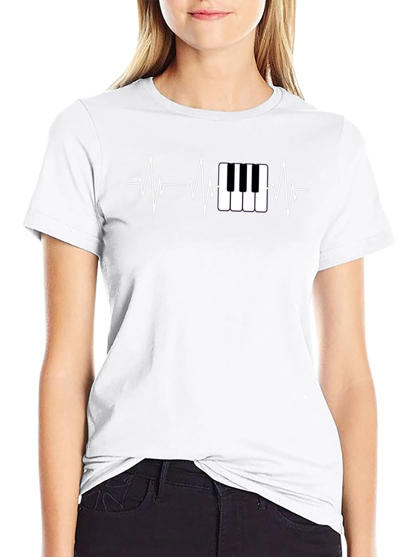 Piano Heartbeat Black T-Shirt