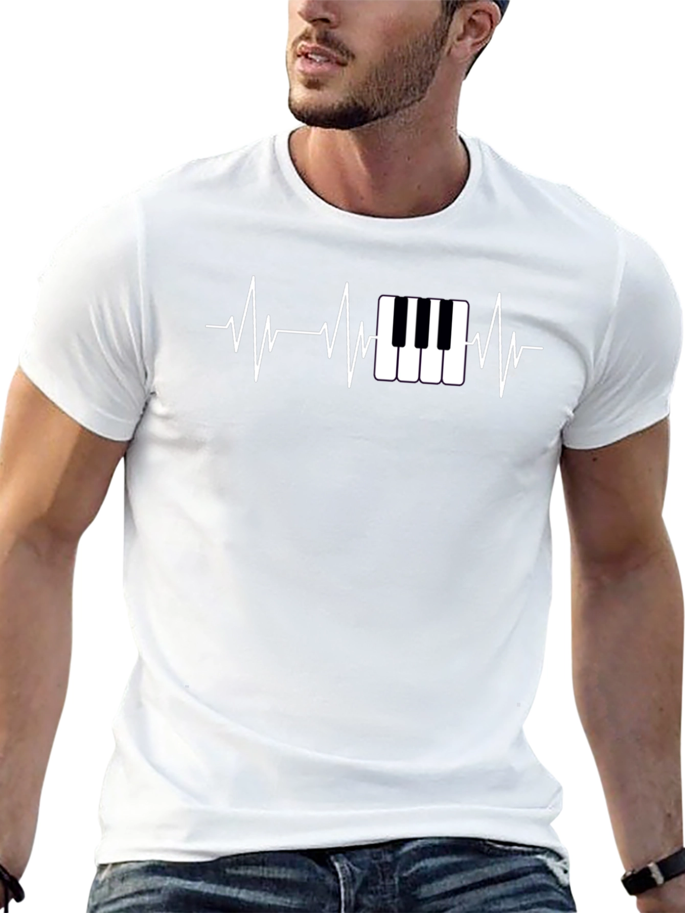 Piano Heartbeat Black T-Shirt
