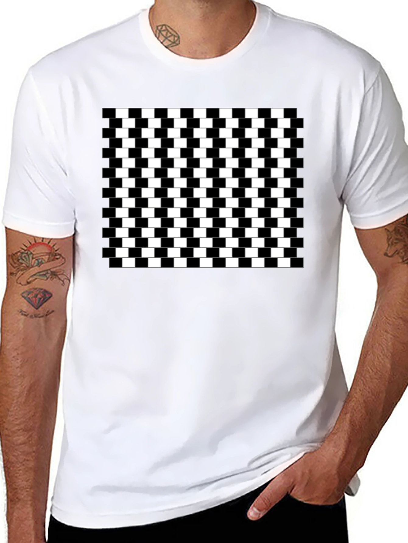 Optical Illusion Checkerboard T-Shirt