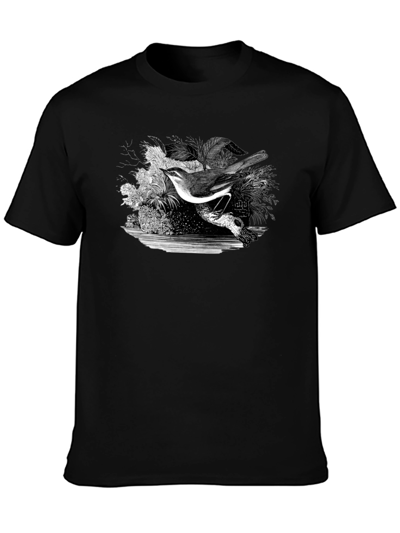 Bird Graphic Print Black T-Shirt