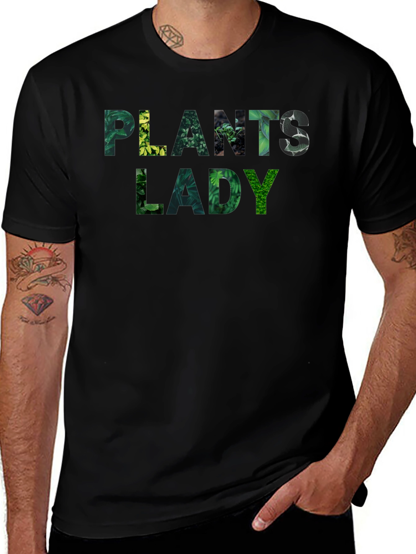 Plants Lady T-Shirt - Botanical Green Text