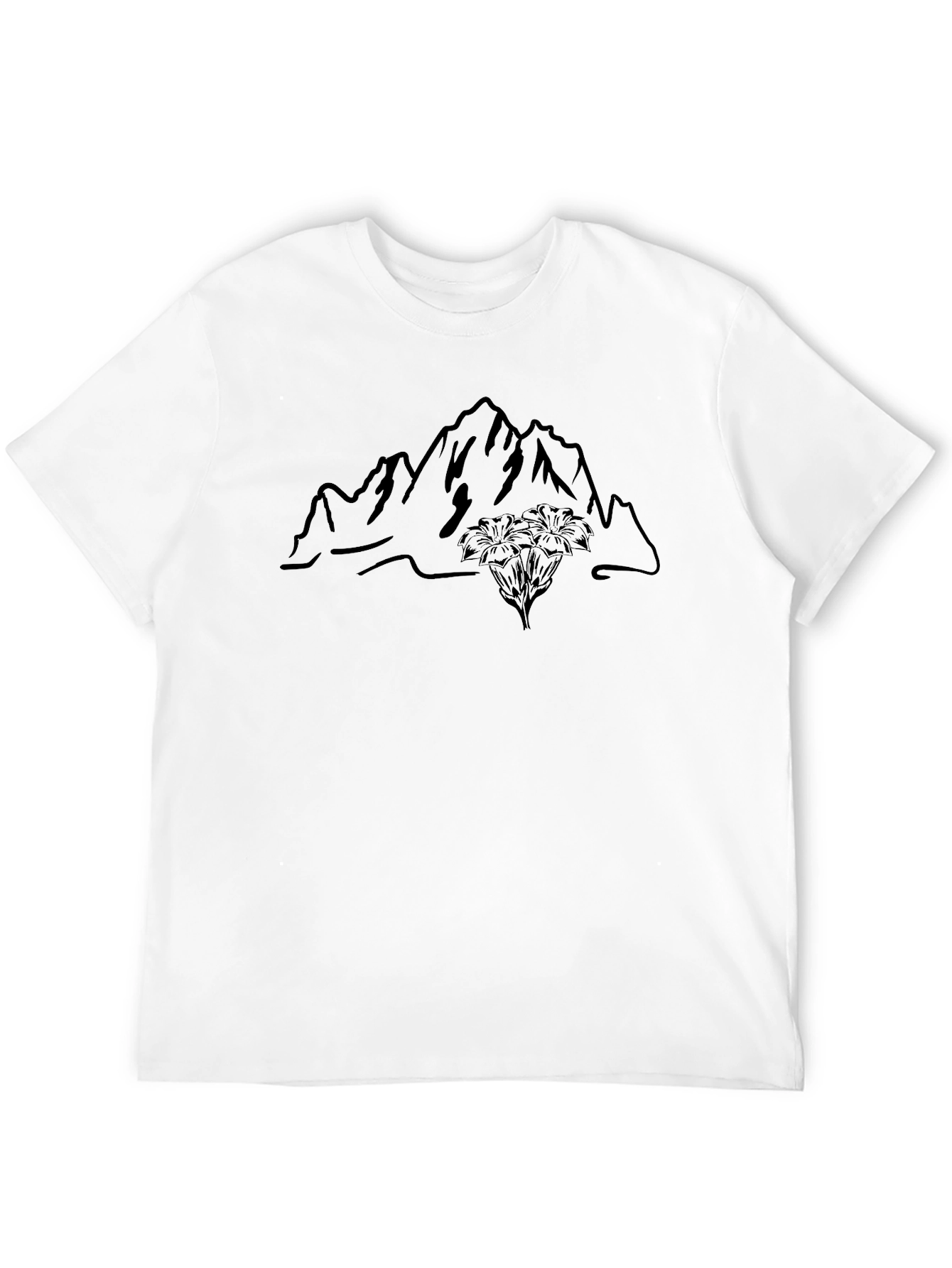 Mountain & Edelweiss Graphic Black T-Shirt