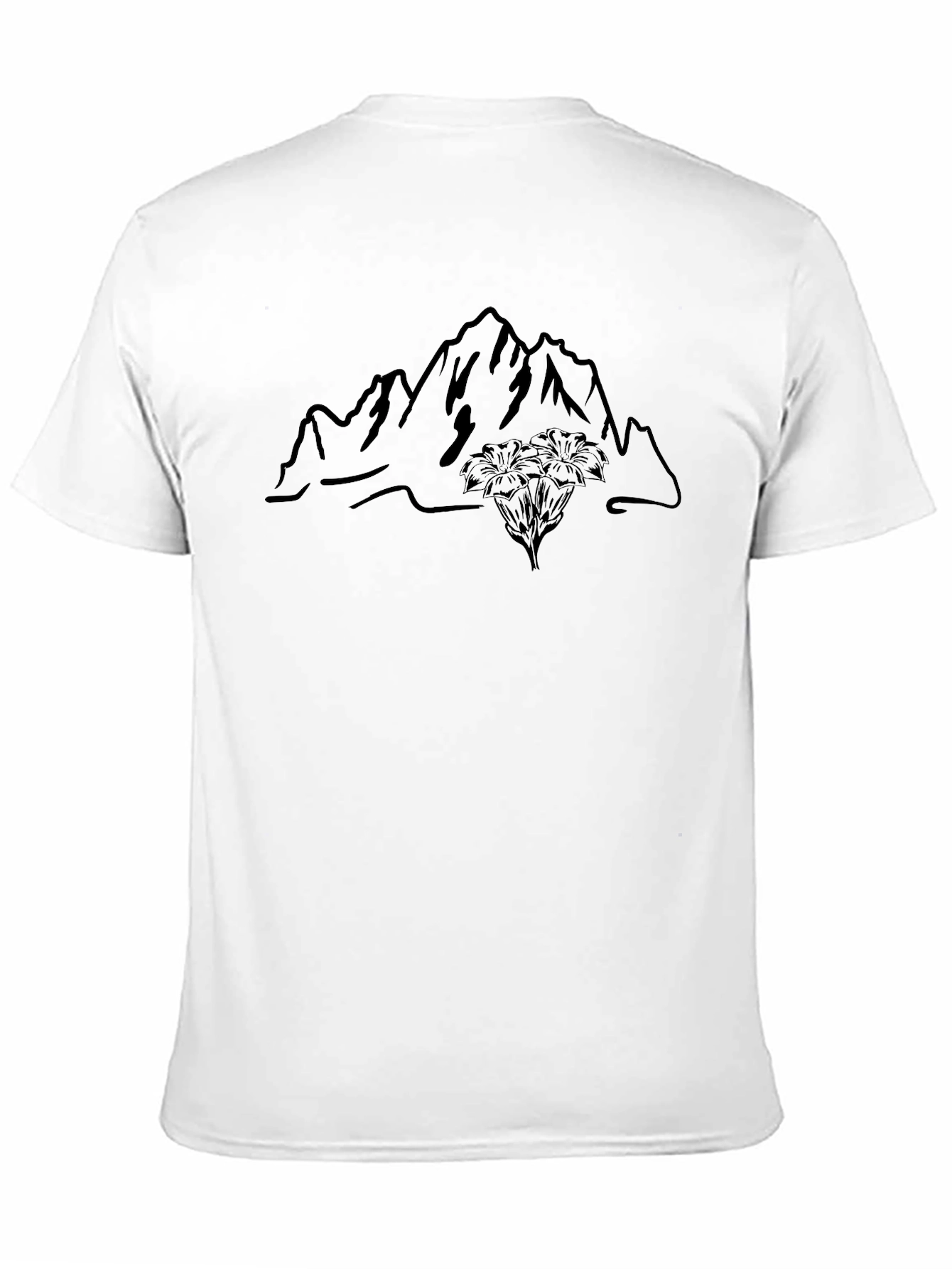 Mountain & Edelweiss Graphic Black T-Shirt