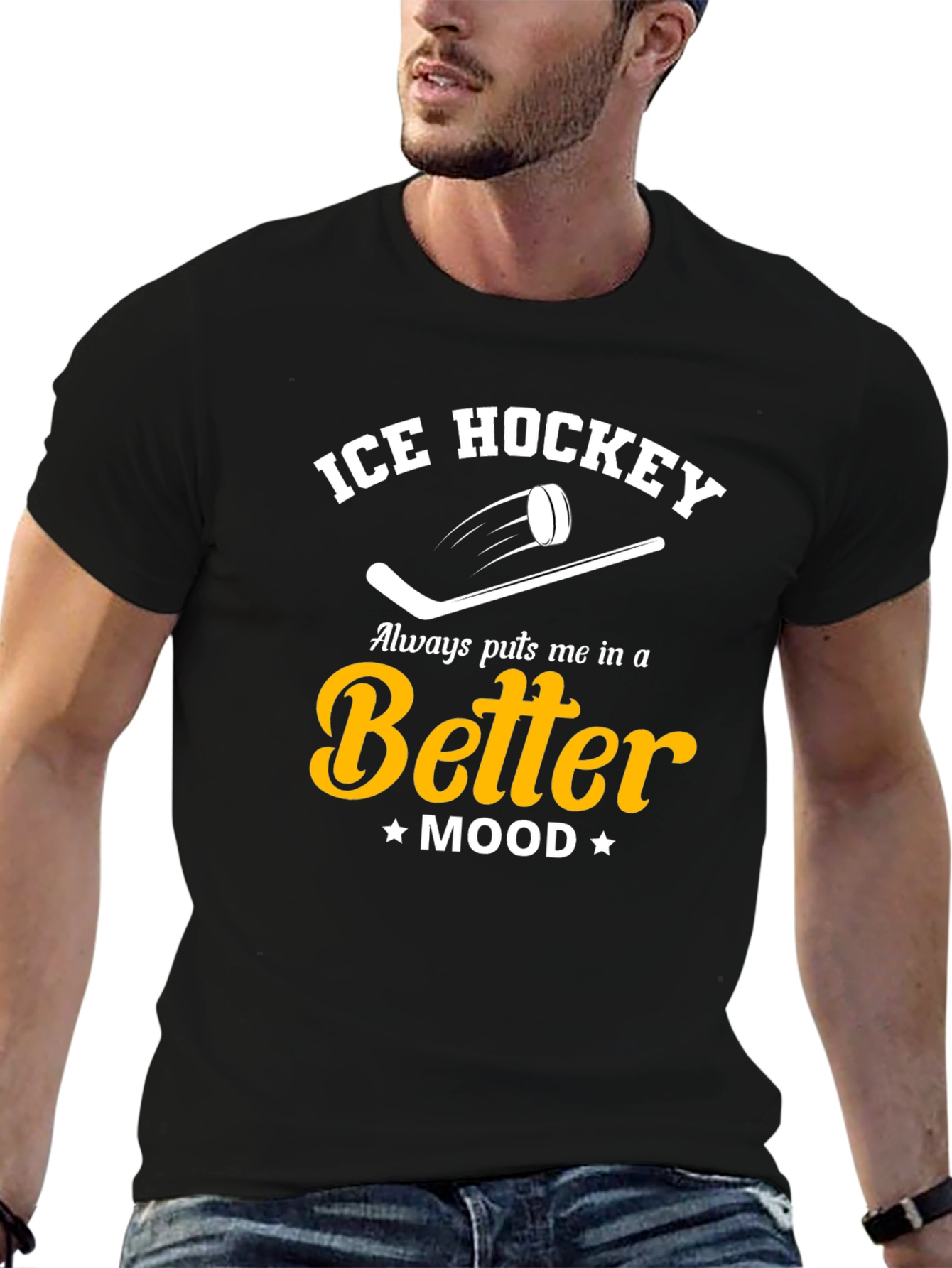 Ice Hockey Better Mood Black T-Shirt