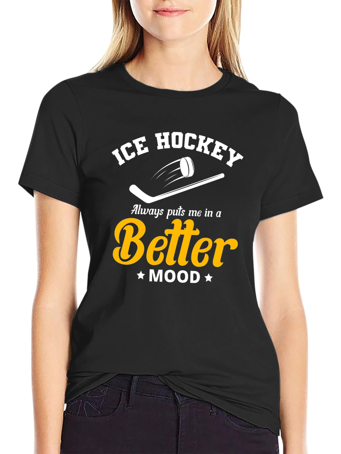 Ice Hockey Better Mood Black T-Shirt
