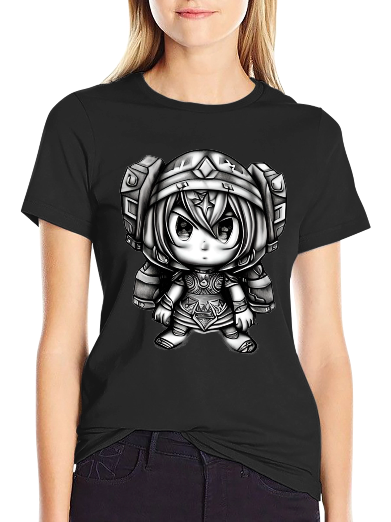 Anime Character Graphic Tee - Black