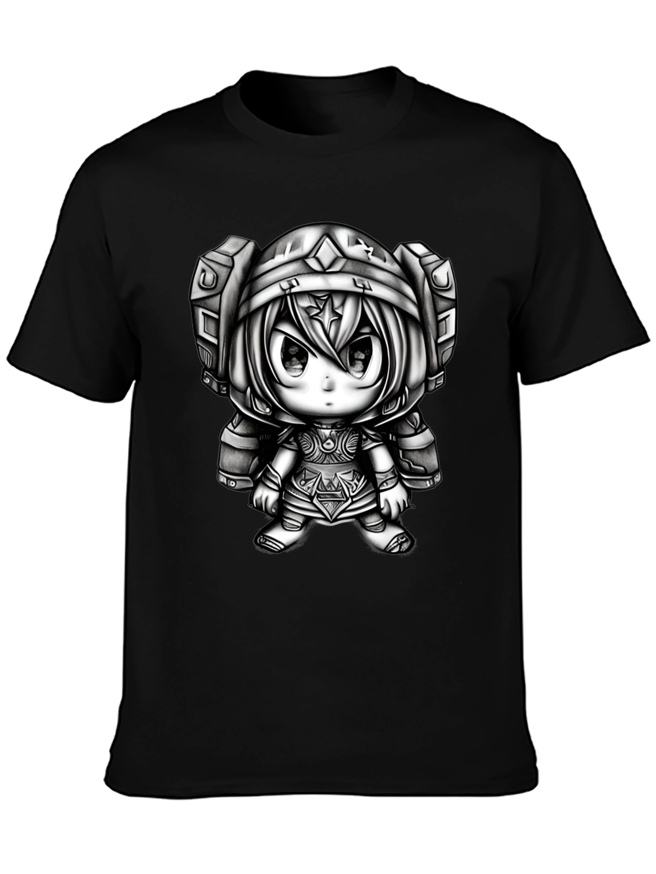 Anime Character Graphic Tee - Black