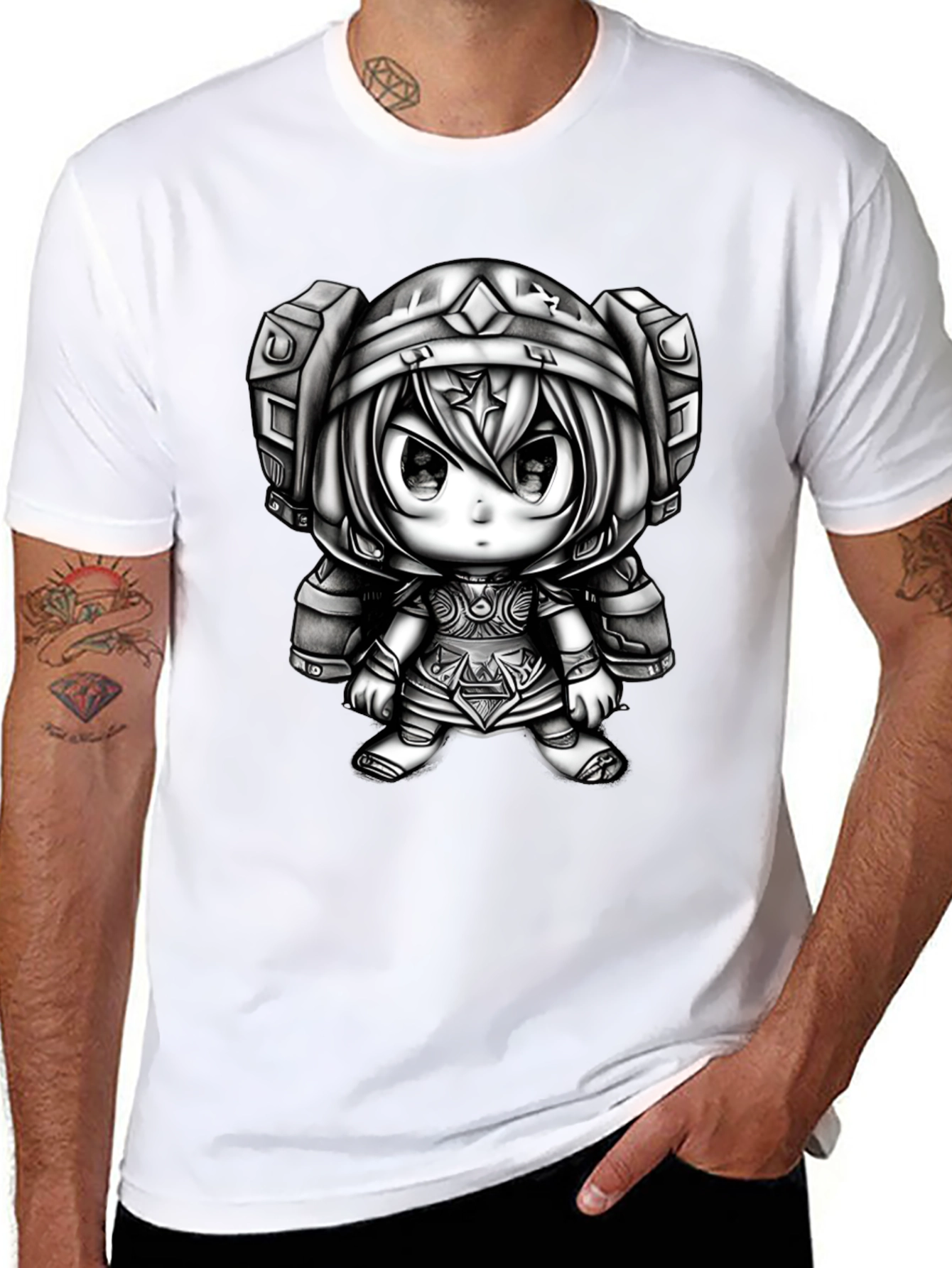 Anime Character Graphic Tee - Black