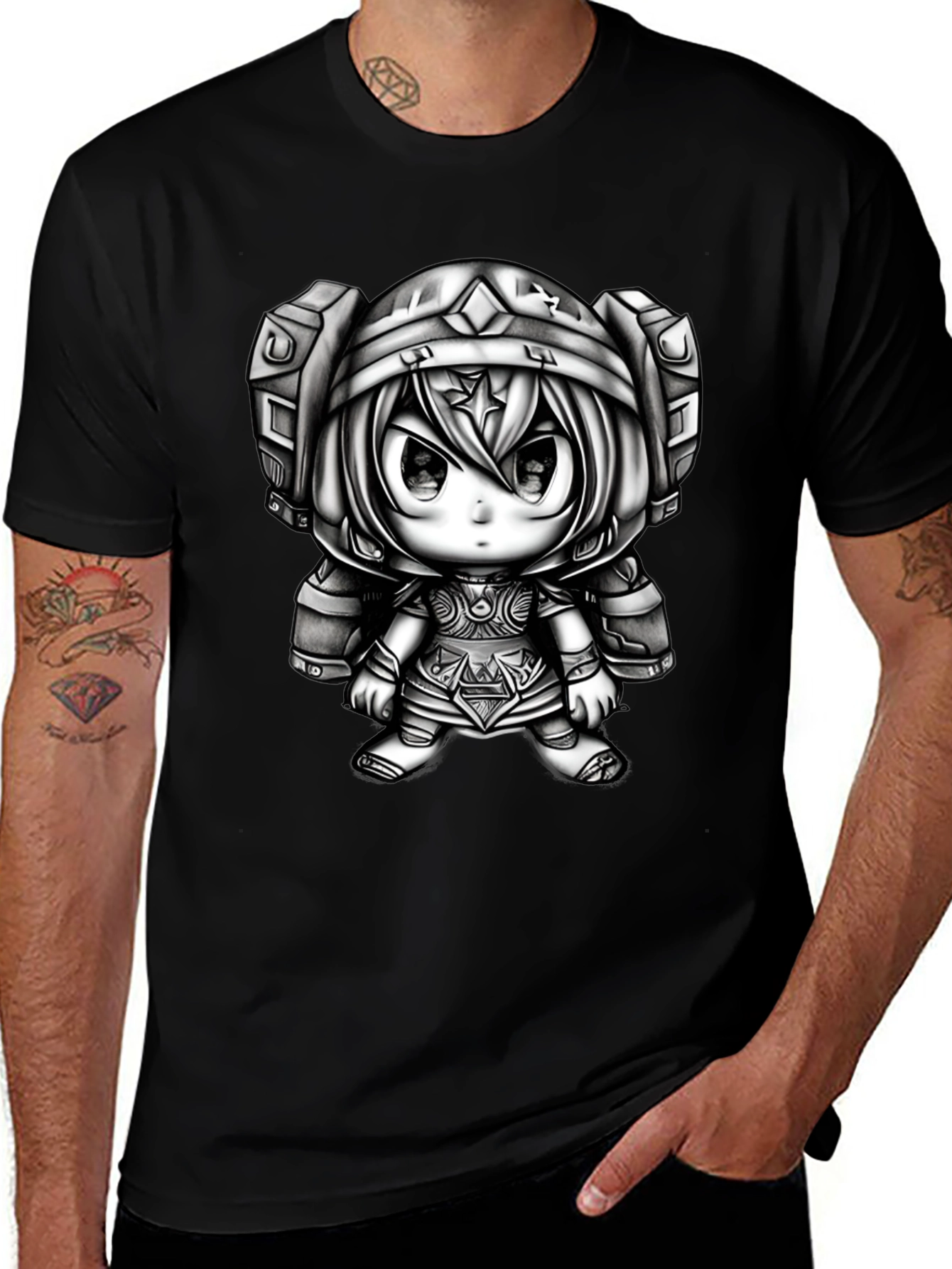 Anime Character Graphic Tee - Black