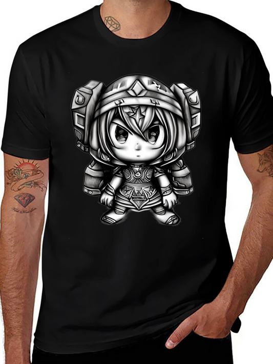 Anime Character Graphic Tee - Black