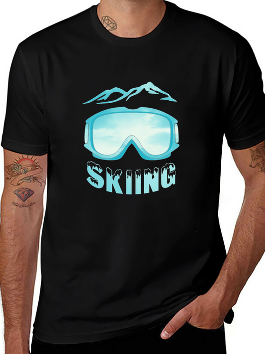 Skiing Goggles Graphic Black T-Shirt