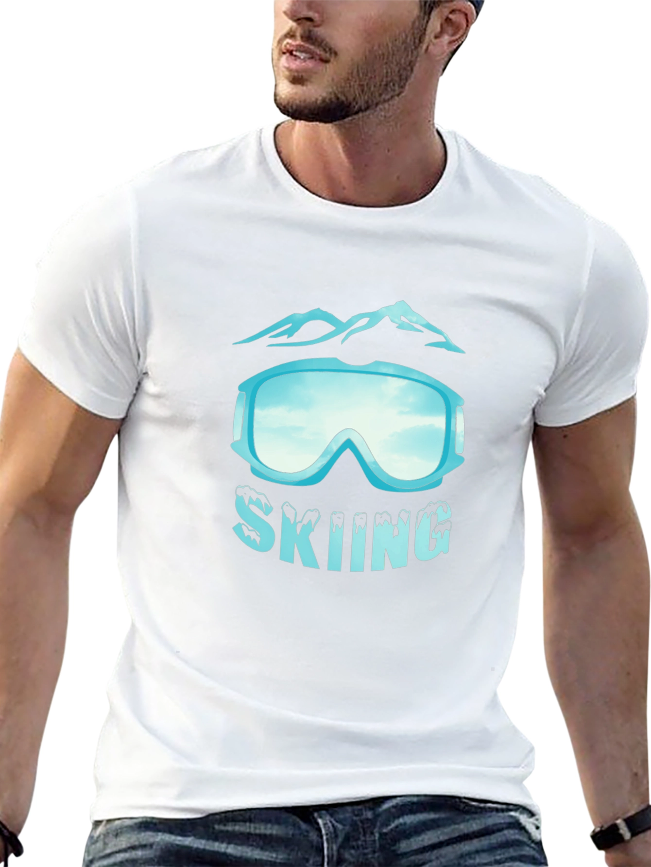 Skiing Goggles Graphic Black T-Shirt