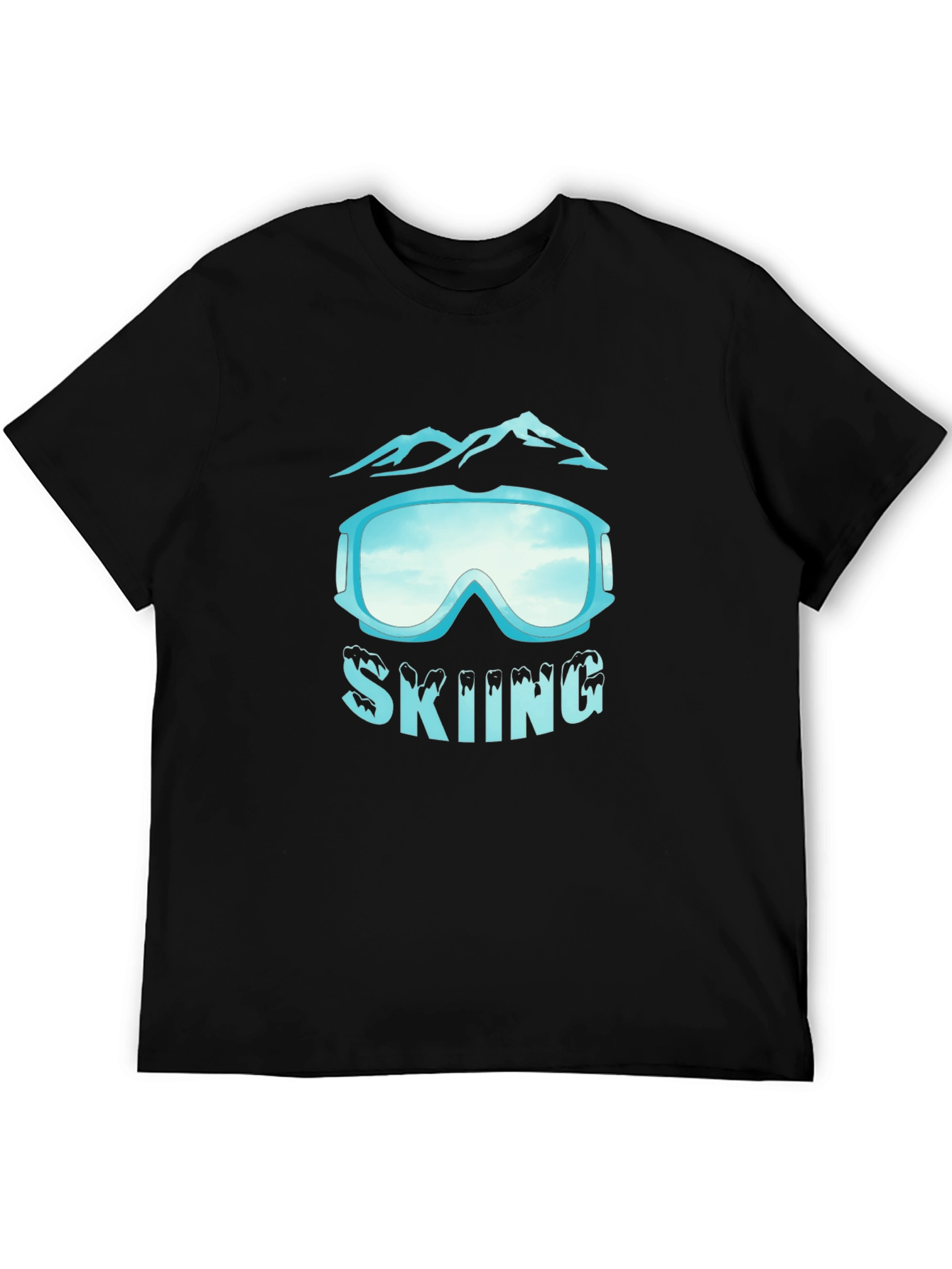 Skiing Goggles Graphic Black T-Shirt