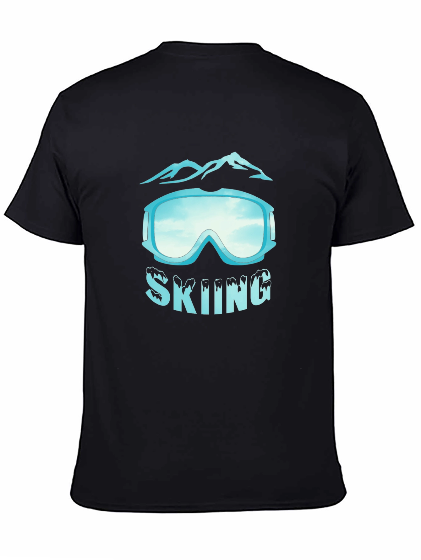 Skiing Goggles Graphic Black T-Shirt