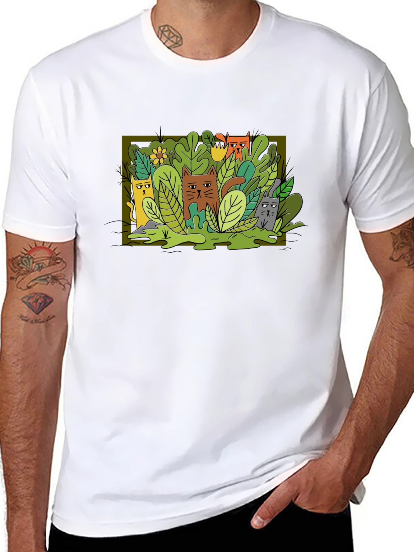 Cats in the Jungle T-Shirt - Unique Graphic Tee