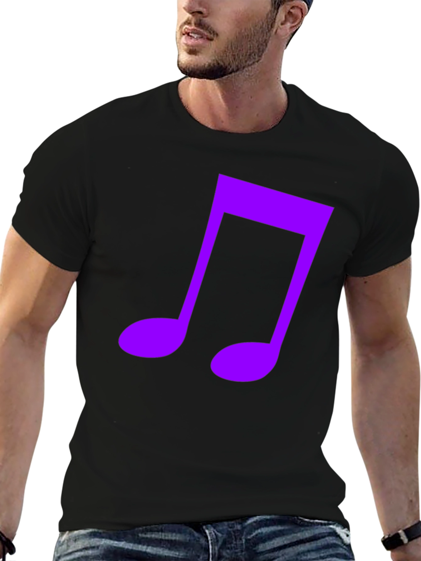 Music Note Graphic Tee - Black