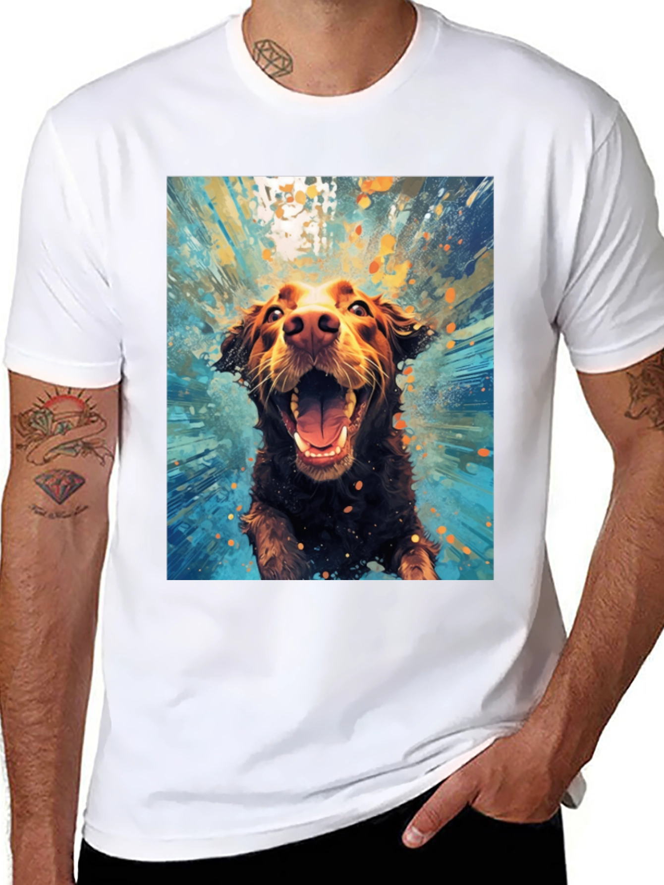 Dog in Water T-Shirt Fun Graphic Tee