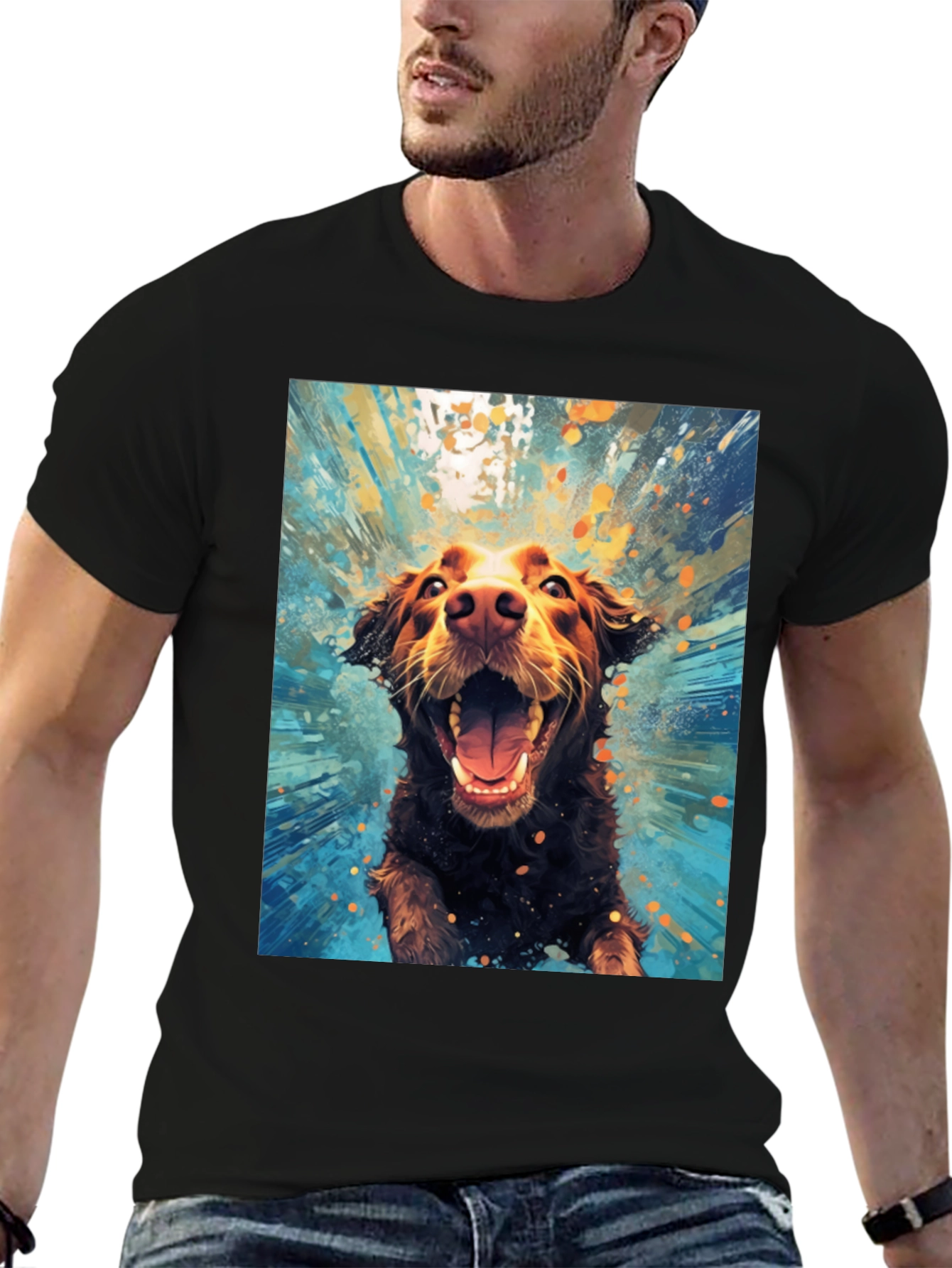 Dog in Water T-Shirt Fun Graphic Tee