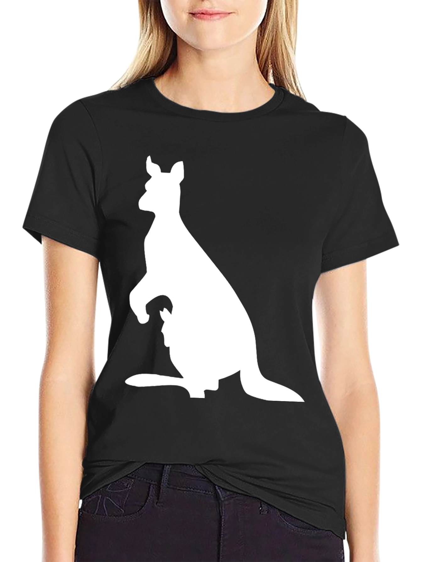 Kangaroo Graphic T-Shirt - Black Animal Print