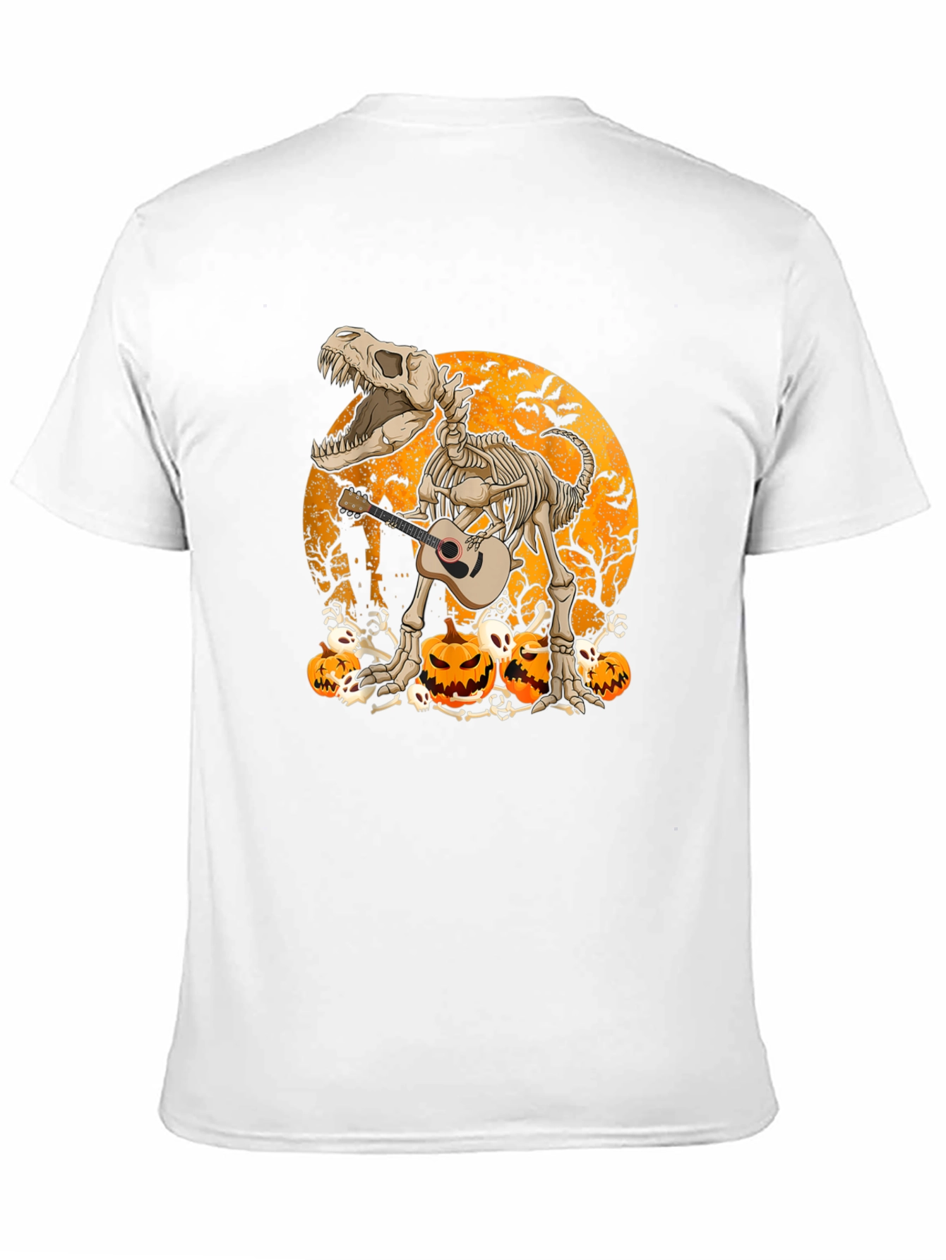 Dino Skeleton Halloween Guitar T-Shirt
