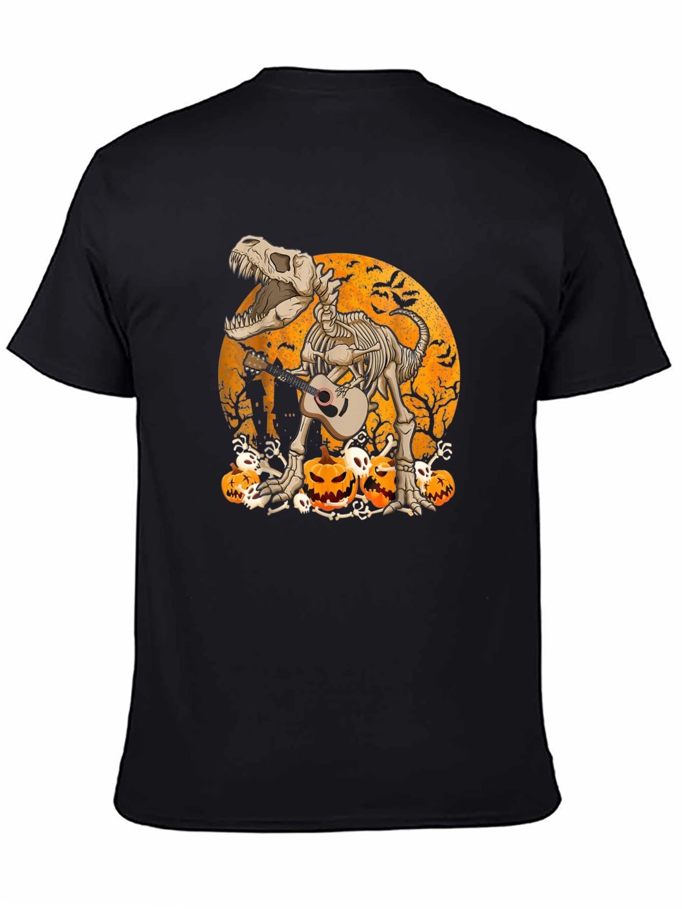 Dino Skeleton Halloween Guitar T-Shirt