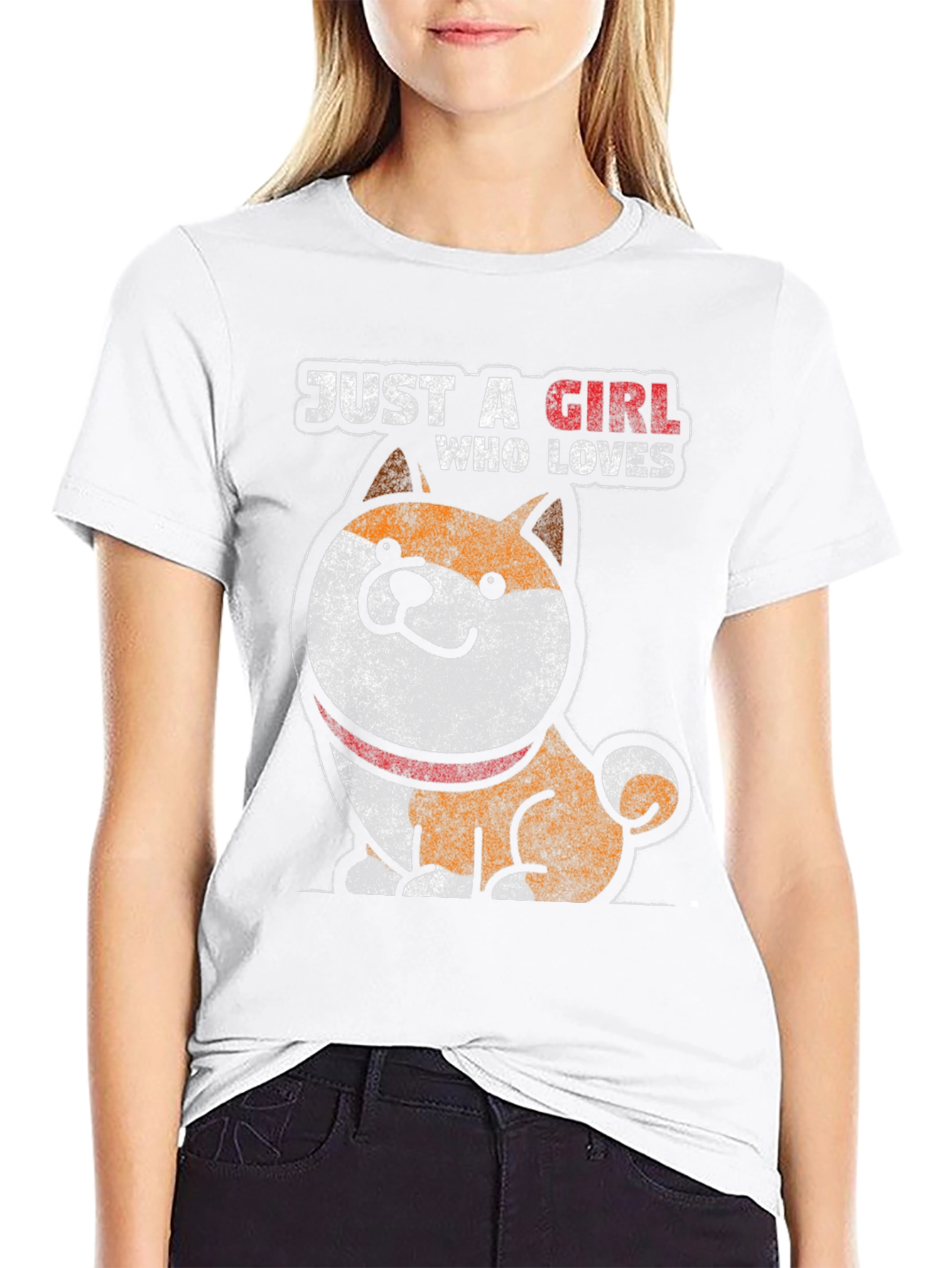 Just a Girl Who Loves Shiba Inu Black T-Shirt