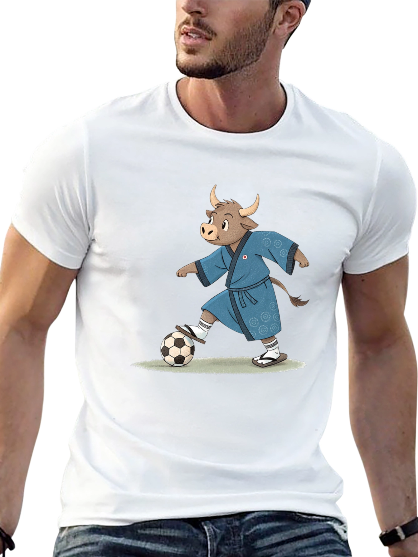 Cartoon Bull Soccer T-Shirt