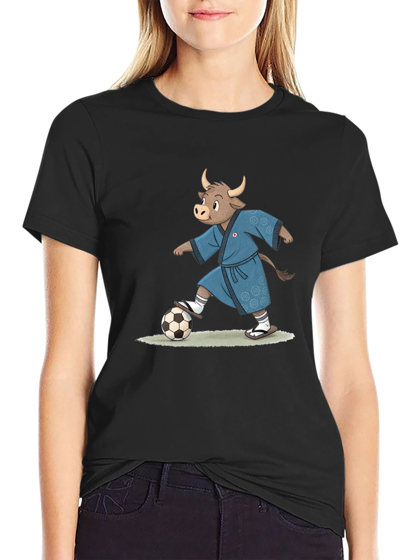 Cartoon Bull Soccer T-Shirt