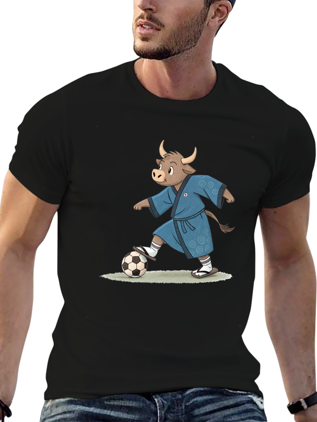 Cartoon Bull Soccer T-Shirt
