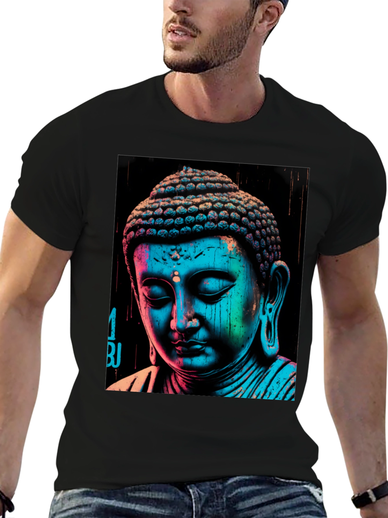 Buddha Graphic Print Black T-Shirt