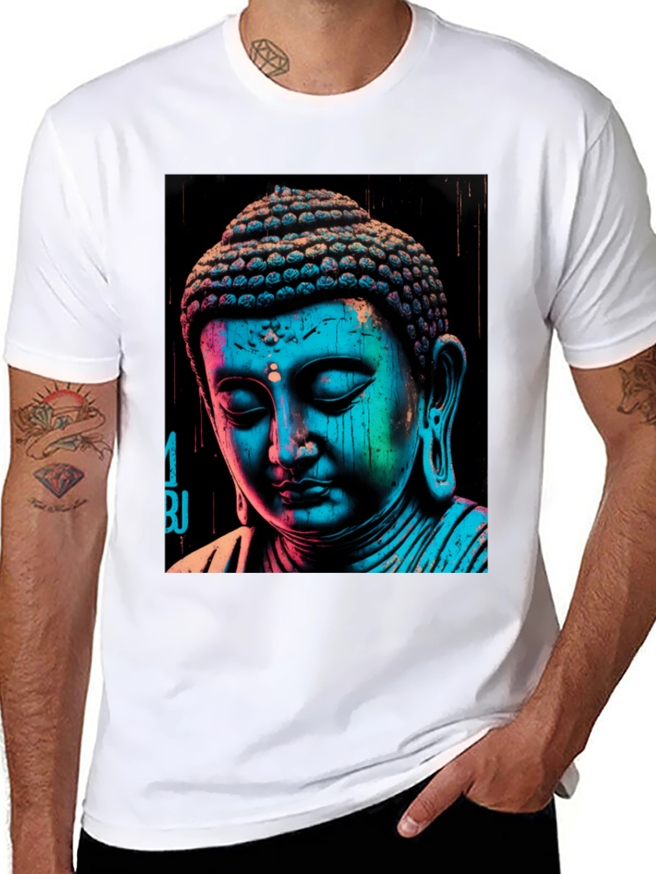 Buddha Graphic Print Black T-Shirt