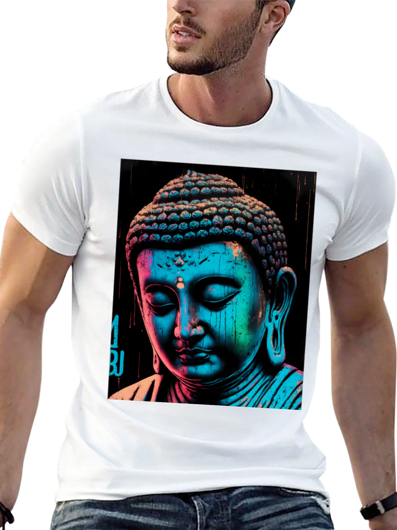 Buddha Graphic Print Black T-Shirt