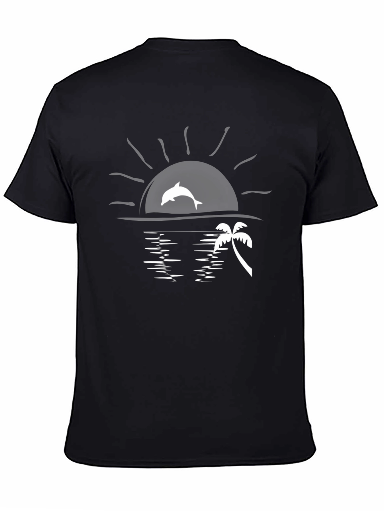 Sunset Dolphin Graphic Tee - Black