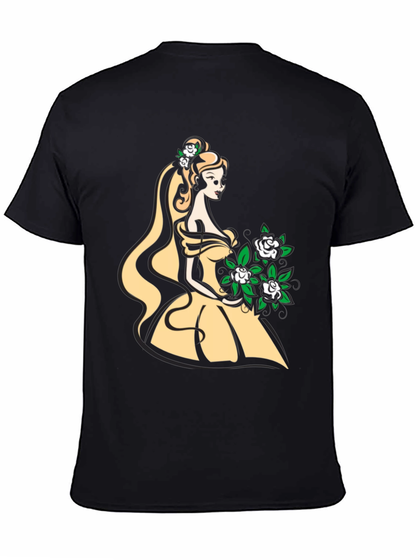 Elegant Belle-Inspired Graphic T-Shirt - Black