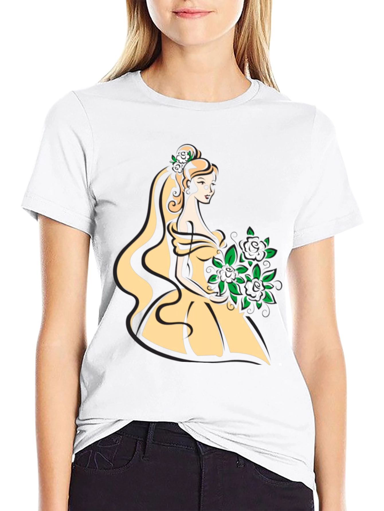Elegant Belle-Inspired Graphic T-Shirt - Black