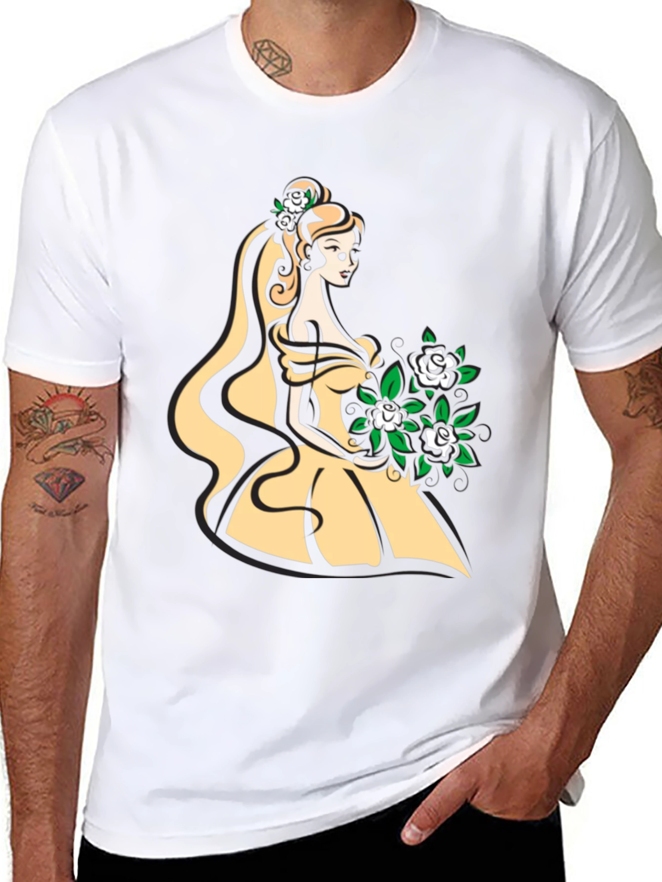 Elegant Belle-Inspired Graphic T-Shirt - Black