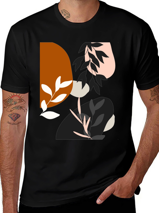 Abstract Graphic Print Mens Black T-Shirt