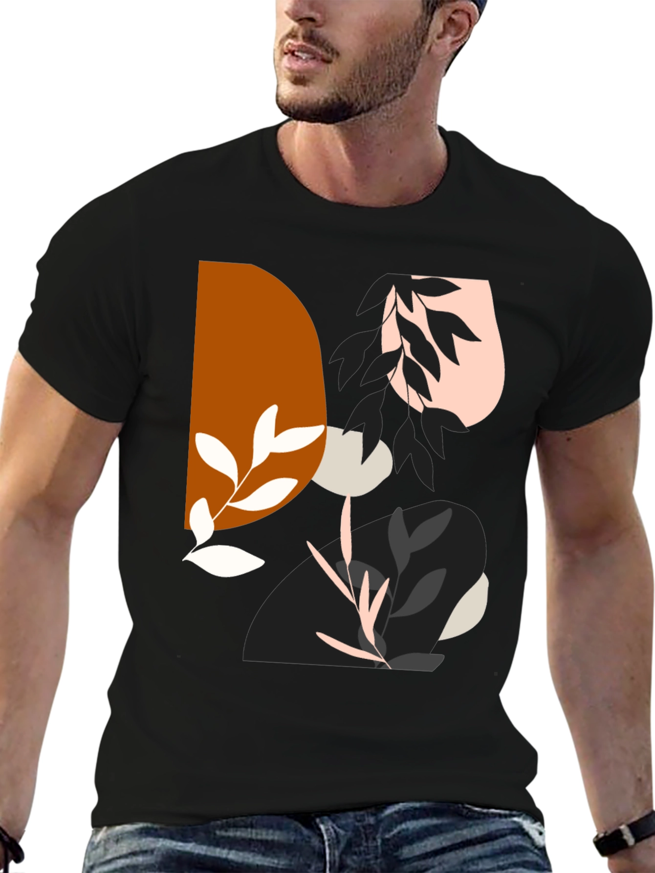 Abstract Graphic Print Mens Black T-Shirt