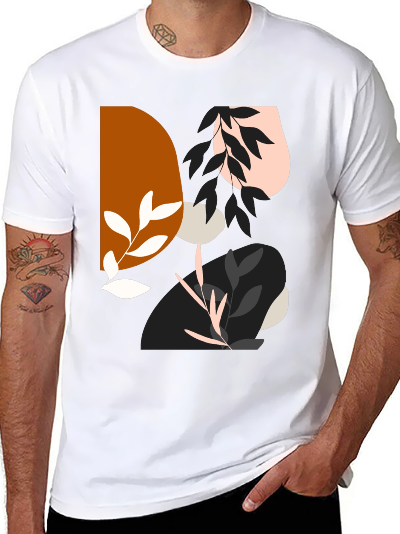 Abstract Graphic Print Mens Black T-Shirt