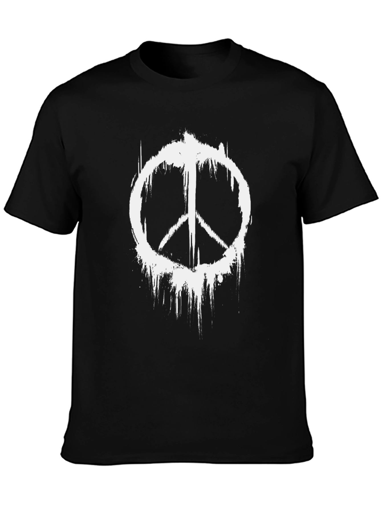 Distressed Peace Sign Black Graphic T-Shirt