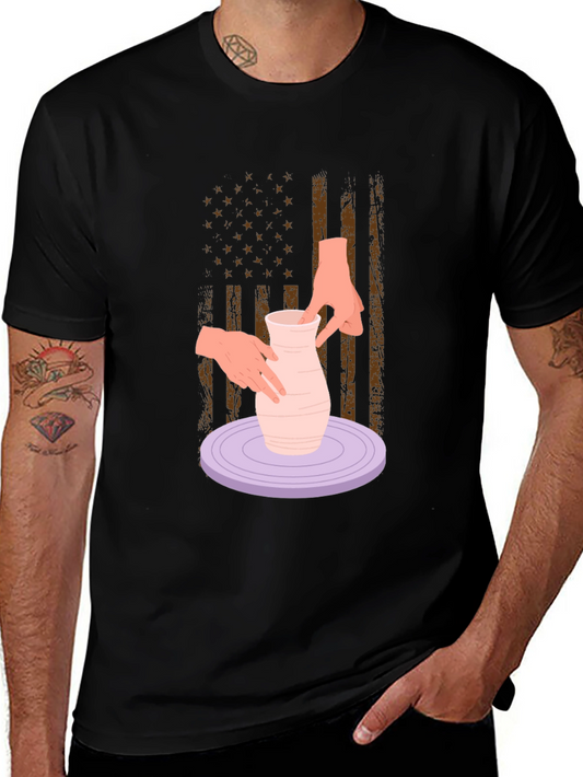 Pottery American Flag T-Shirt - Artsy Patriotic Tee
