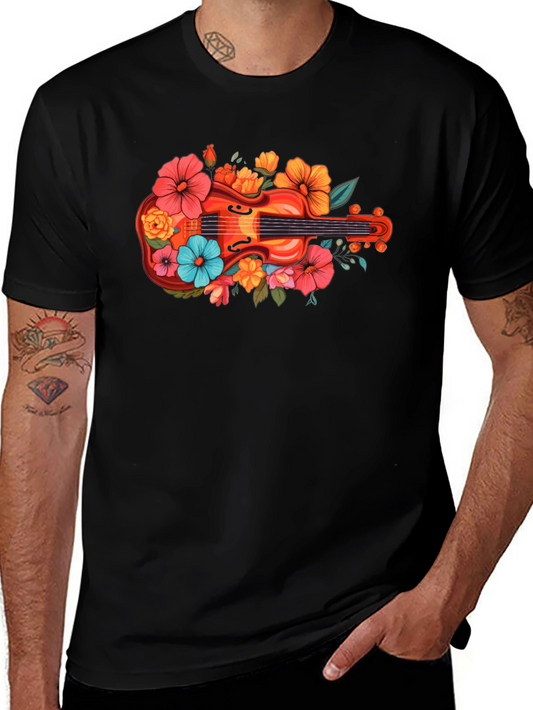 Floral Guitar T-Shirt - Music Lovers Tee