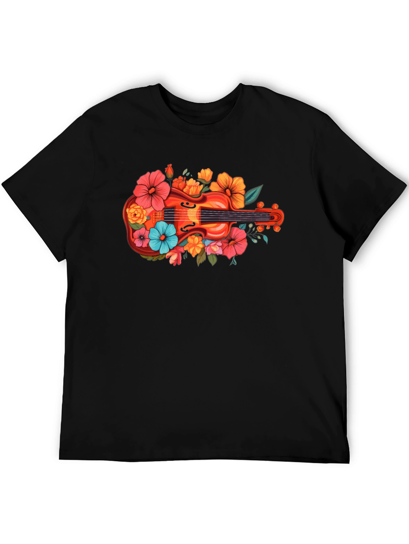 Floral Guitar T-Shirt - Music Lovers Tee
